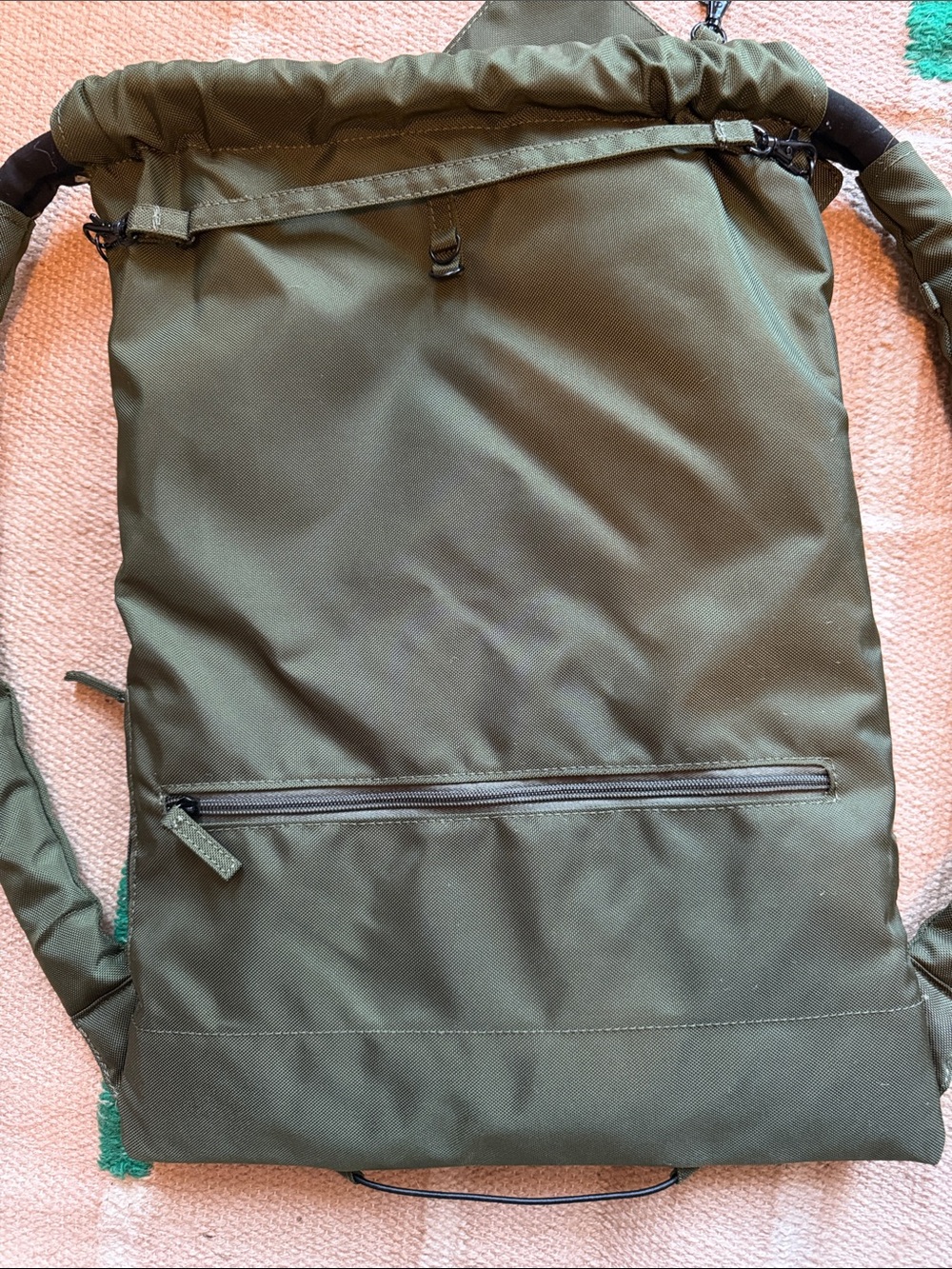 Olive Green Drawstring Backpack - Picture 2 of 4